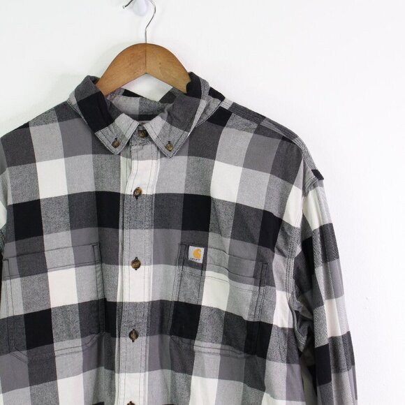 Carhartt Other - Carhartt Relaxed Fit Buffalo Check Long Sleeve Flannel Black White Size XL
